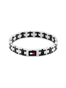 Tommy Hilfiger elegante acciaio bracciale uomo H-Link 2790684 uomo bicolore nero argento tricolore 1825