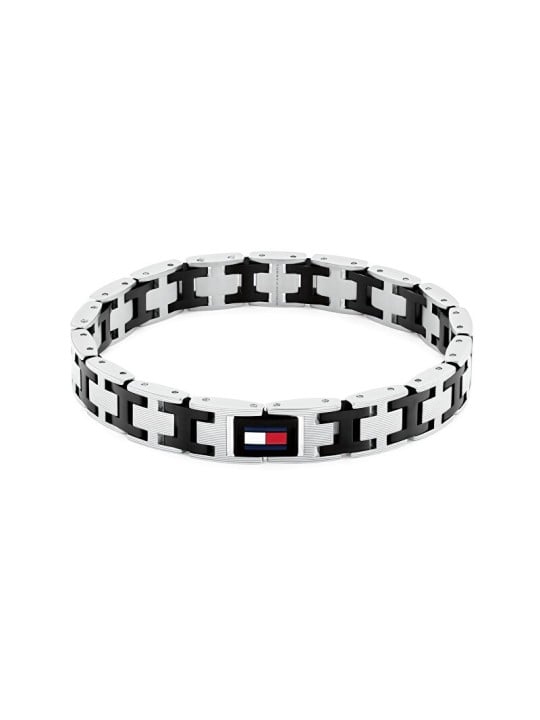 Tommy Hilfiger elegante acciaio bracciale uomo H-Link 2790684 uomo bicolore nero argento tricolore 1825