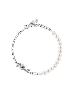 Karl Lagerfeld elegante bracciale con sintetico perle perla KLAYR08 donna trasparente argento bianco 0133