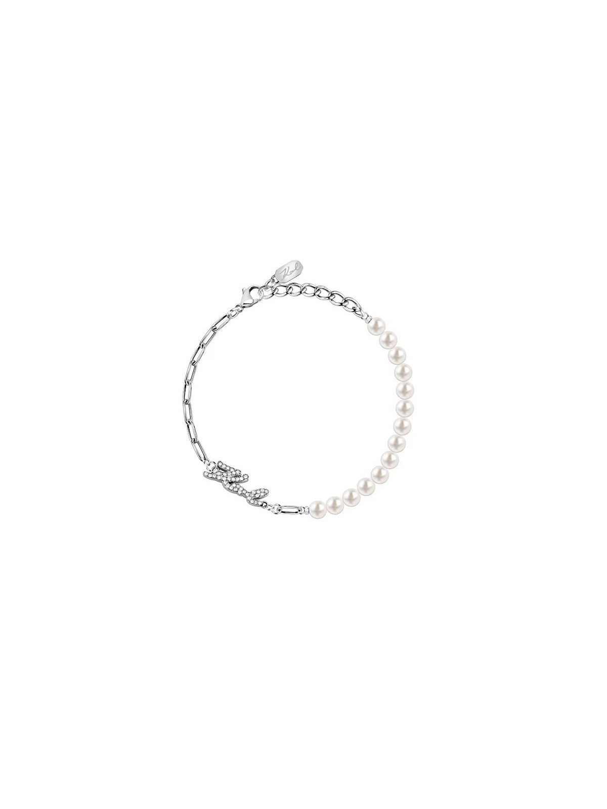 Karl Lagerfeld elegante bracciale con sintetico perle perla KLAYR08 donna trasparente argento bianco 0133