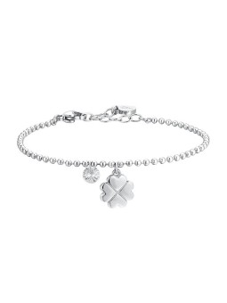 Luca Barra acciaio palla bracciale quadrifoglio trifoglio con zircone BK2726 donna trasparente argento 0002