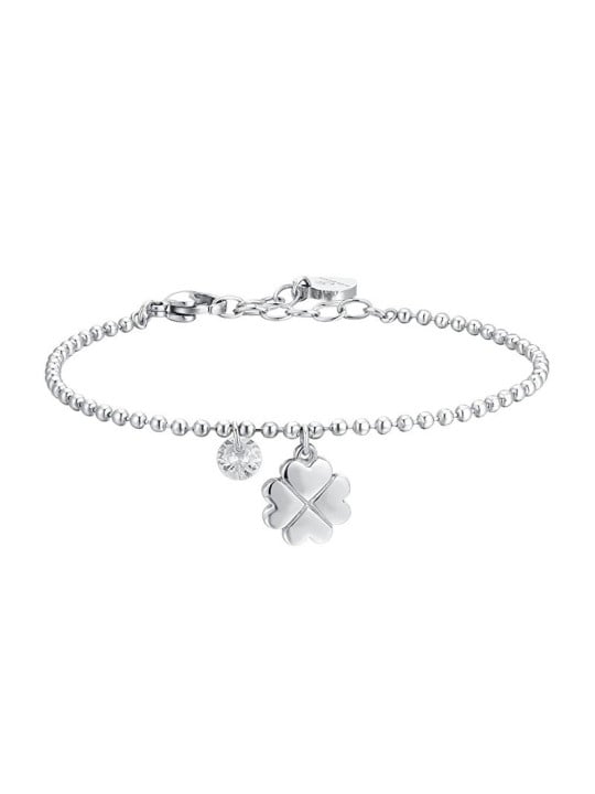 Luca Barra acciaio palla bracciale quadrifoglio trifoglio con zircone BK2726 donna trasparente argento 0002