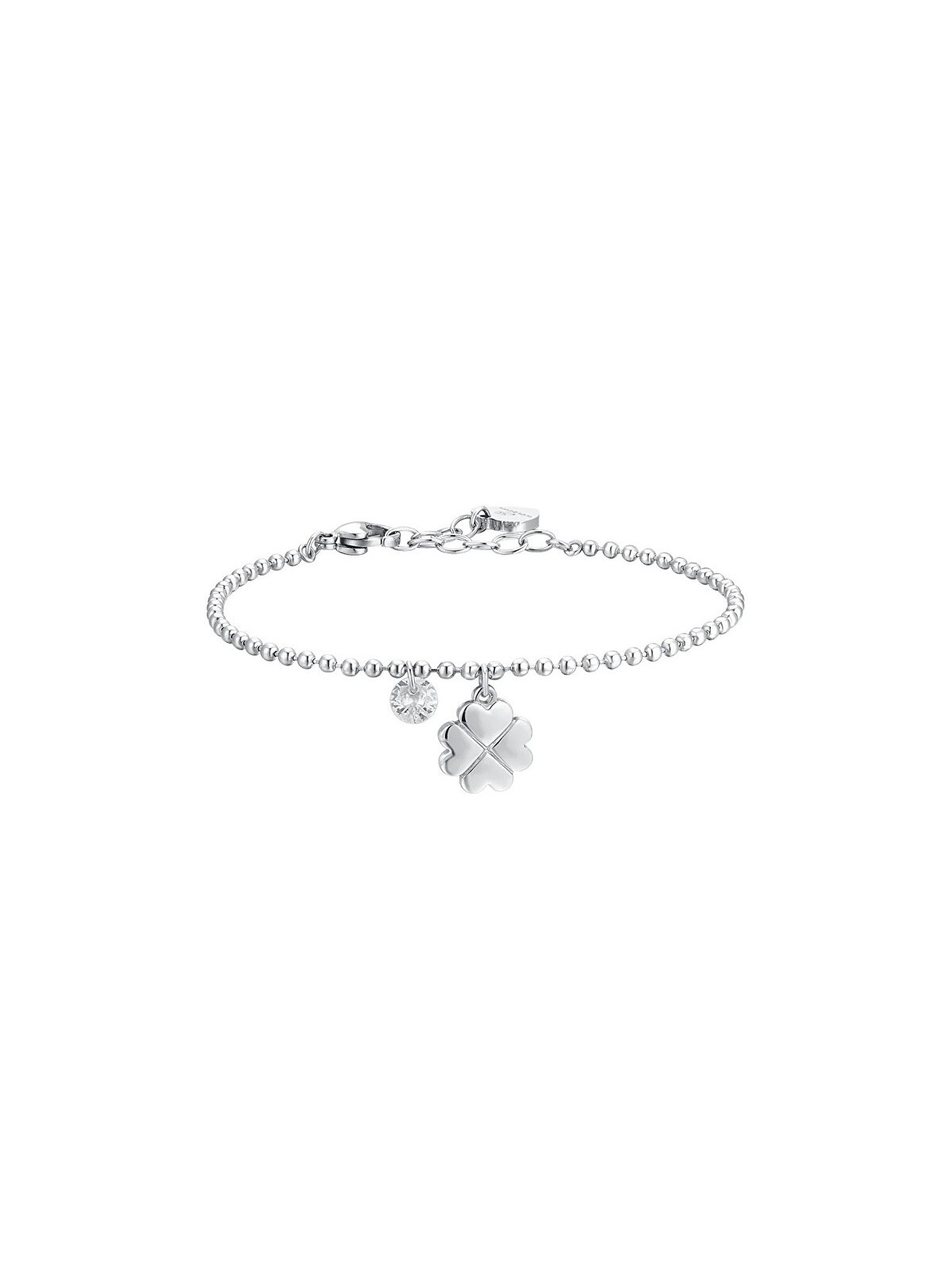 Luca Barra acciaio palla bracciale quadrifoglio trifoglio con zircone BK2726 donna trasparente argento 0002