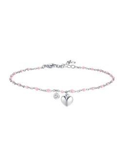 Luca Barra acciaio cavigliera con rosa perle cuore CV156 donna trasparente rosa chiaro argento 0043