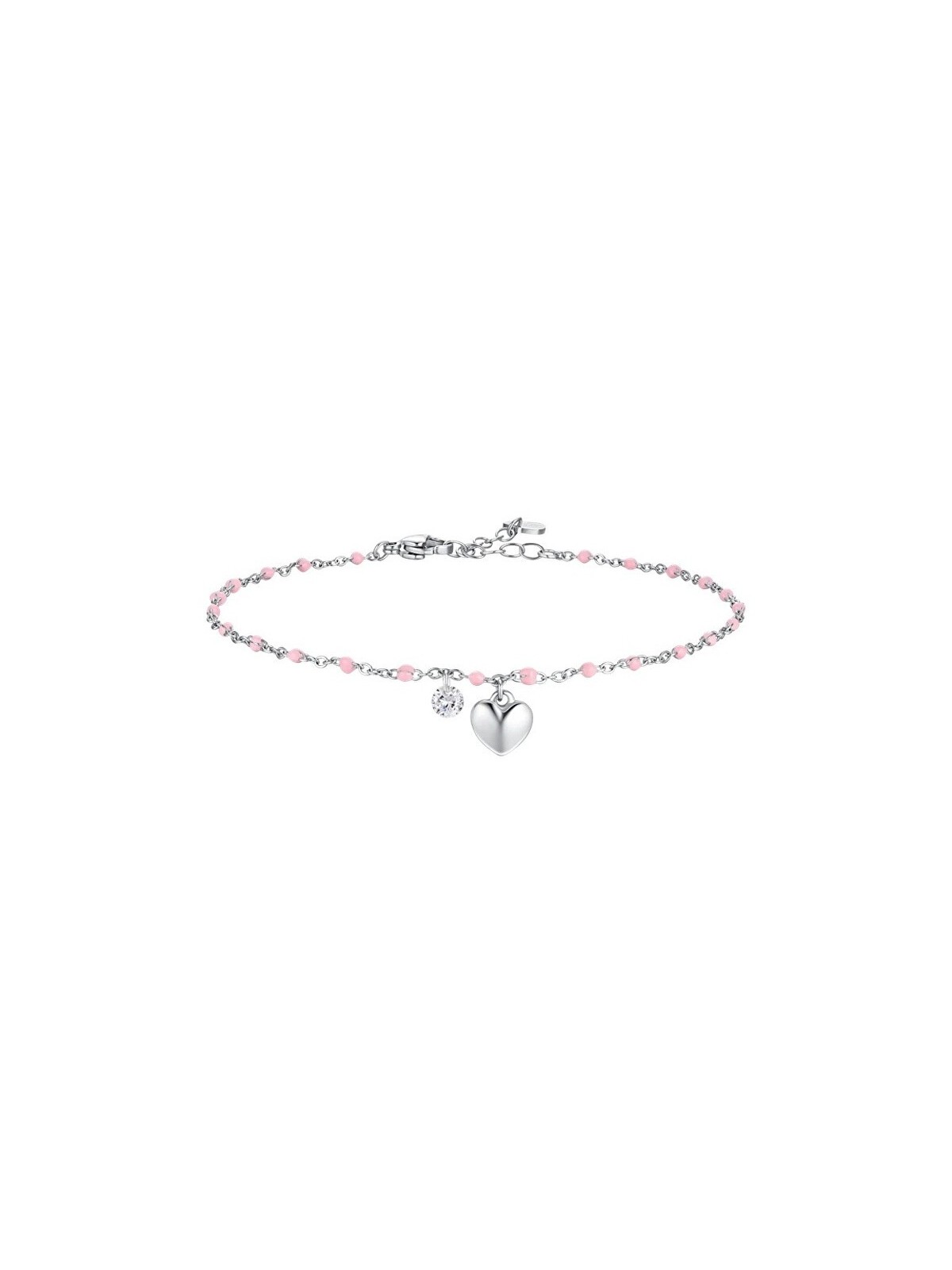 Luca Barra acciaio cavigliera con rosa perle cuore CV156 donna trasparente rosa chiaro argento 0043