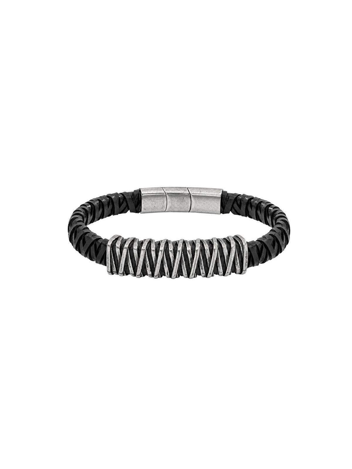 Police elegante pelle bracciale uomo PEJGB2112302 uomo nero argento 1126