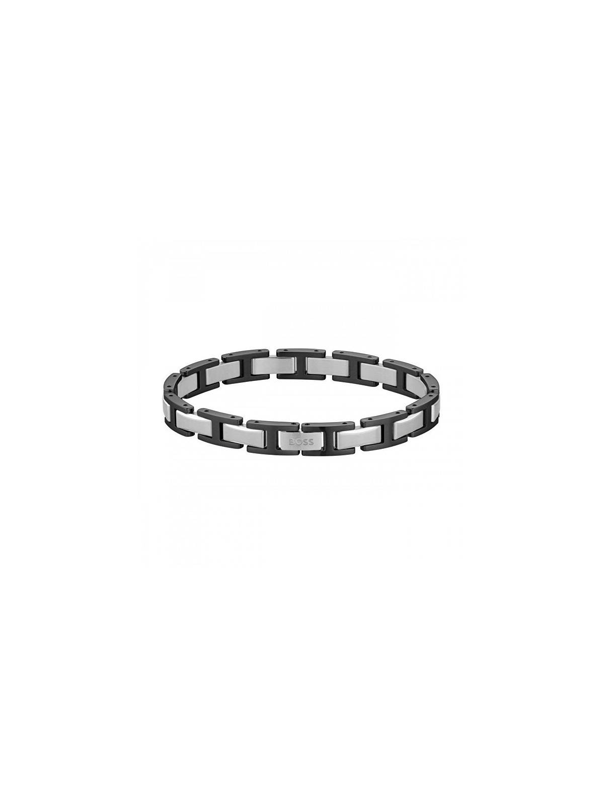 Hugo Boss elegante acciaio bracciale uomo Nolan 1580794 uomo nero argento bianco 0452