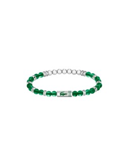 Lacoste Matchpointgreen agata beaded bracciale 2040591 unisex verde argento 0389