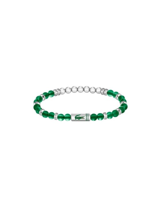 Lacoste Matchpointgreen agata beaded bracciale 2040591 unisex verde argento 0389