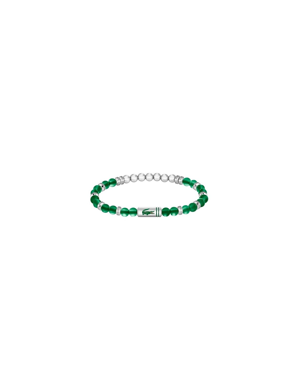 Lacoste Matchpointgreen agata beaded bracciale 2040591 unisex verde argento 0389