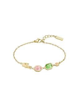Lacoste placcato oro bracciale con colorato cristalli Deva 2040606 donna oro verde multicolore rosa 0393