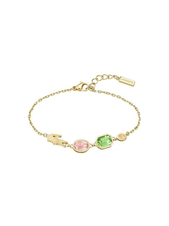 Lacoste placcato oro bracciale con colorato cristalli Deva 2040606 donna oro verde multicolore rosa 0393