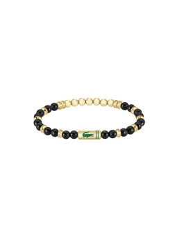 Lacoste placcato oro beaded bracciale con onice Matchpoint 2040593 unisex oro nero verde 0390