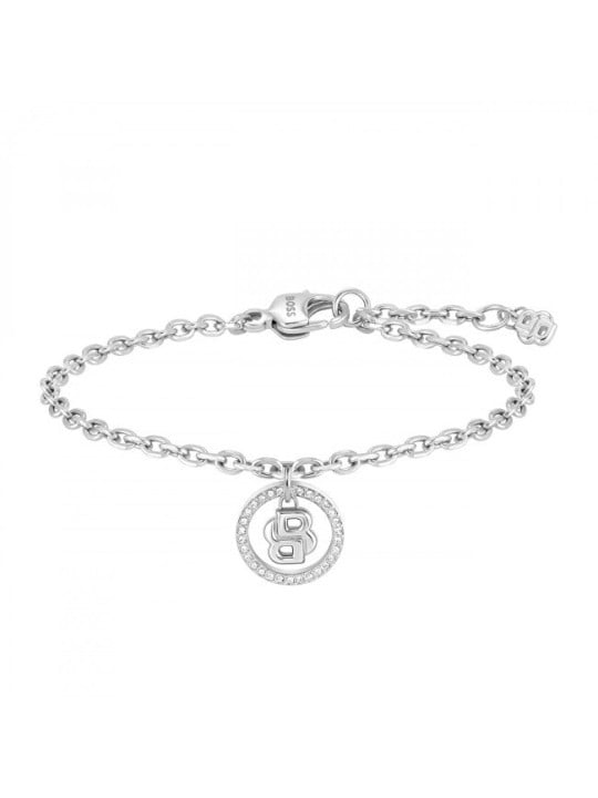 Hugo Boss elegante donna acciaio bracciale Double B 1580806 donna trasparente argento 0459
