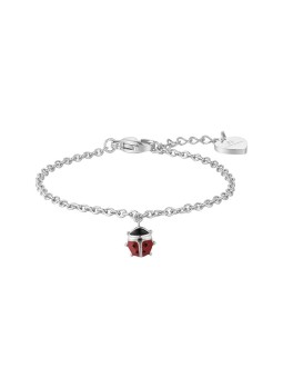 Luca Barra Girls' acciaio bracciale coccinella per portafortuna JB103 bambini nero rosso argento 0082