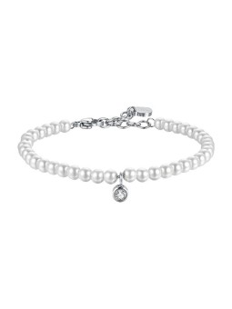 Luca Barra perla bracciale con trasparente cristallo BK2514 donna trasparente perlato argento bianco 0087