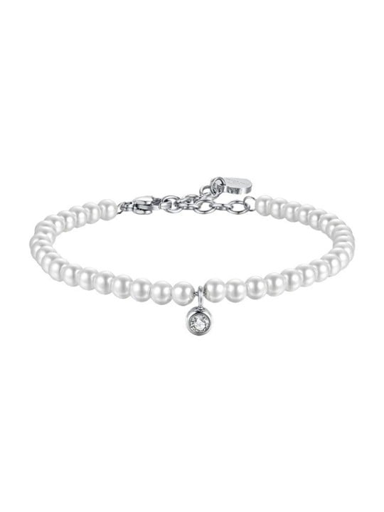 Luca Barra perla bracciale con trasparente cristallo BK2514 donna trasparente perlato argento bianco 0087
