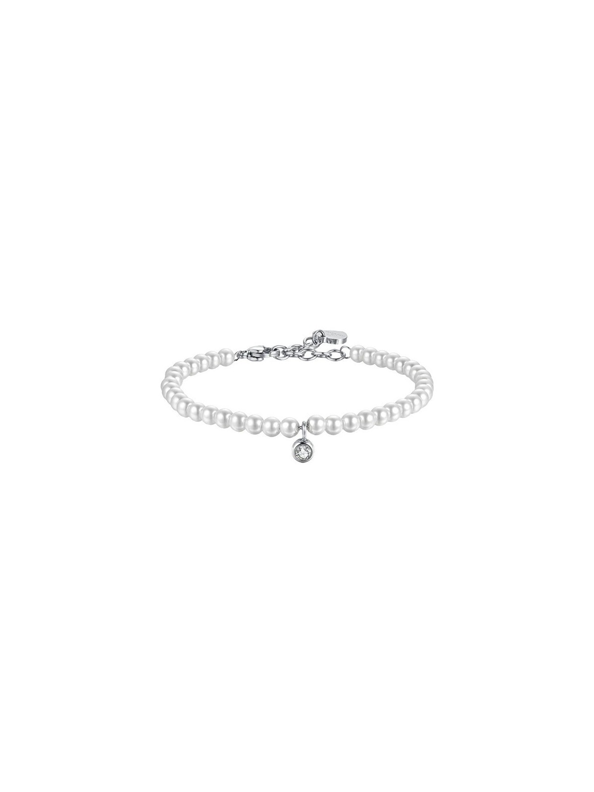 Luca Barra perla bracciale con trasparente cristallo BK2514 donna trasparente perlato argento bianco 0087