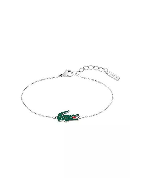 Lacoste acciaio bracciale donna coccodrillo 2040623 donna verde rosso argento 0394