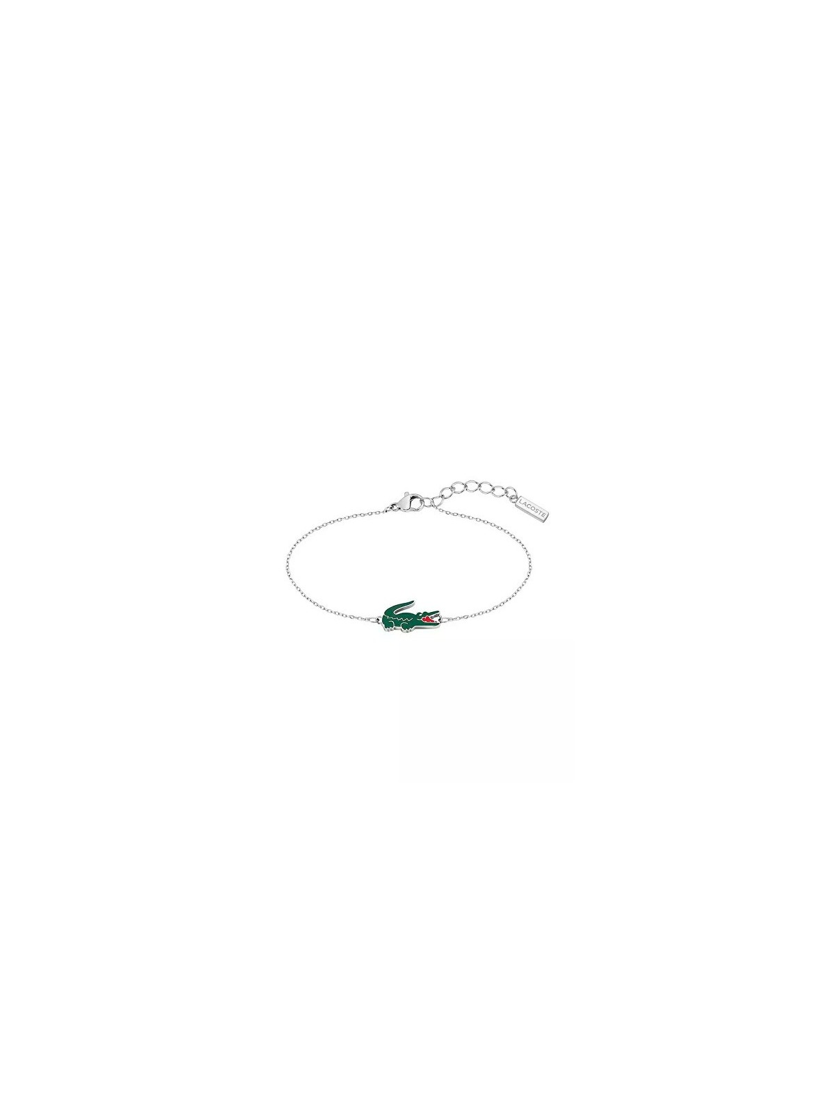 Lacoste acciaio bracciale donna coccodrillo 2040623 donna verde rosso argento 0394