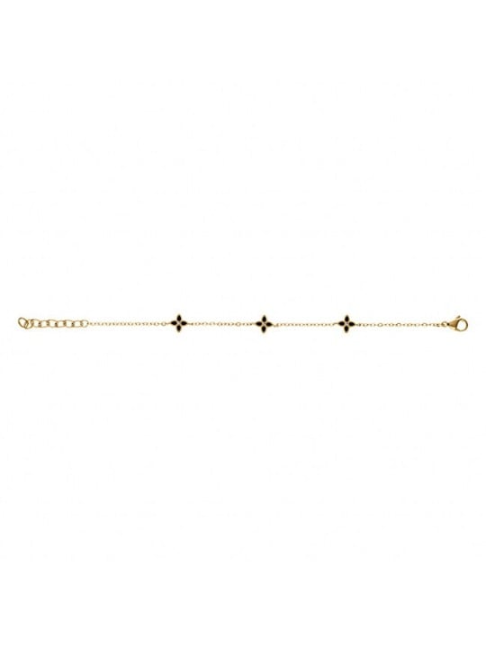 Kalace delicato placcato oro bracciale con nero fiori SK-B2849-JN donna nero trasparente oro 0018