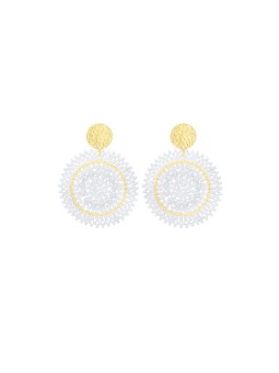 Sàntibé orecchini con bianco perle mini spagnola mini ESP-BLAN-BO-1 donna oro bianco 0001