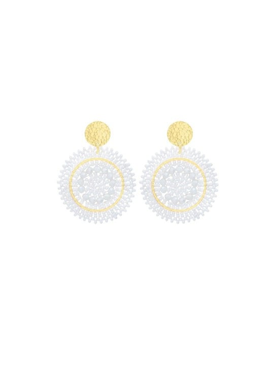 Sàntibé orecchini con bianco perle mini spagnola mini ESP-BLAN-BO-1 donna oro bianco 0001