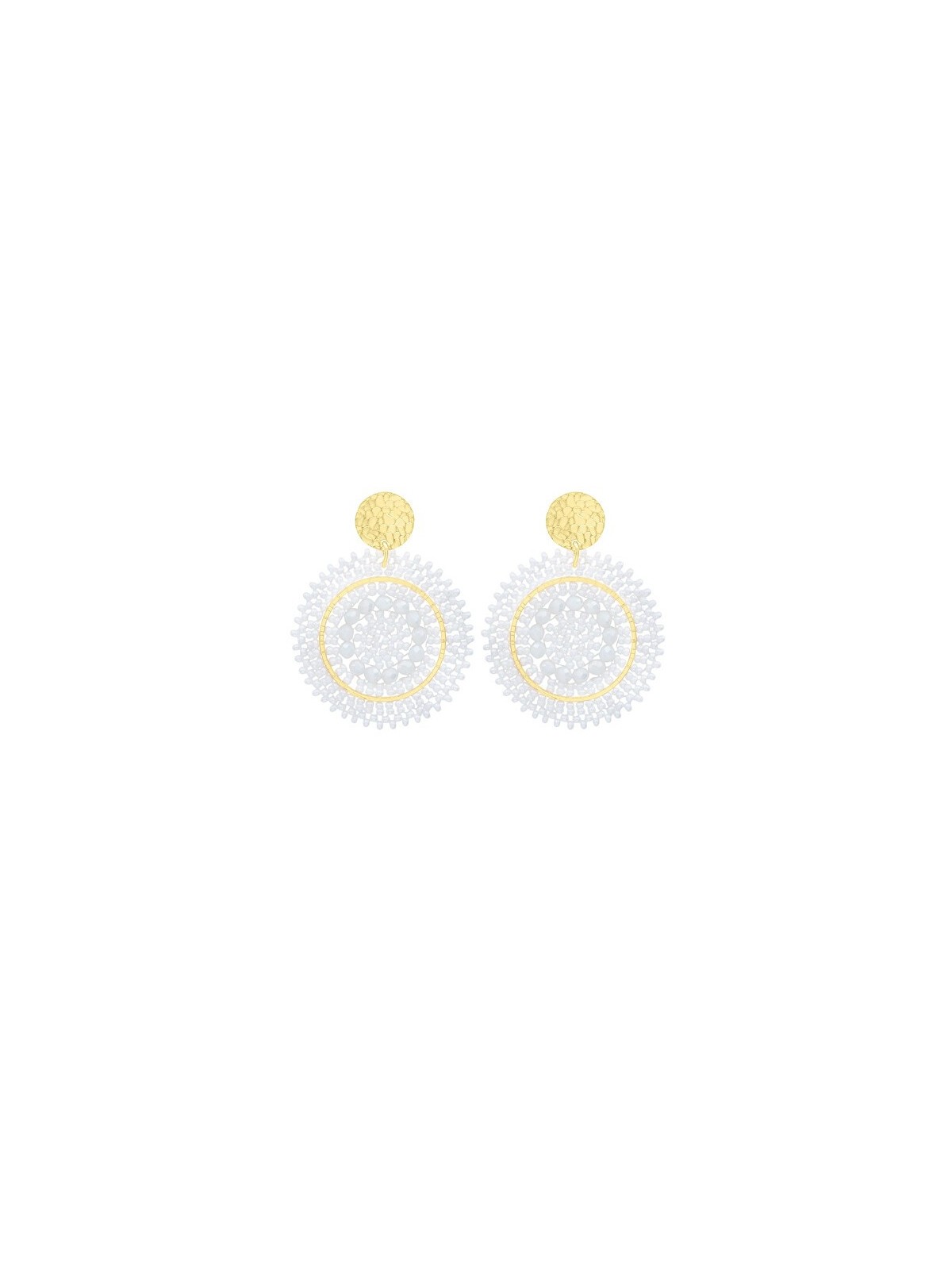 Sàntibé orecchini con bianco perle mini spagnola mini ESP-BLAN-BO-1 donna oro bianco 0001