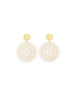 Sàntibé orecchini con beige perle mini spagnola mini ESP-SABL-BO donna beige oro 0004