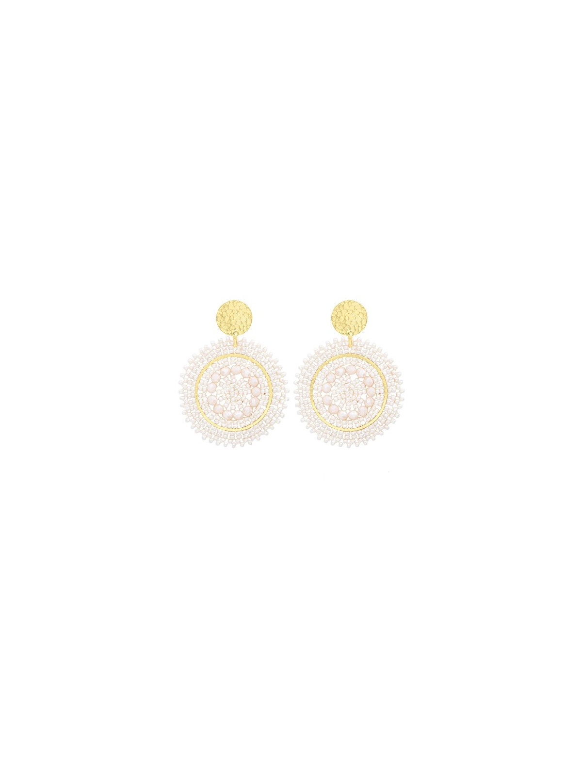Sàntibé orecchini con beige perle mini spagnola mini ESP-SABL-BO donna beige oro 0004