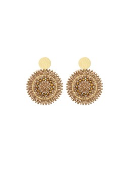Sàntibé orecchini con champagne perle mini spagnola mini ESP-CHAM-BO donna beige marrone oro 0006