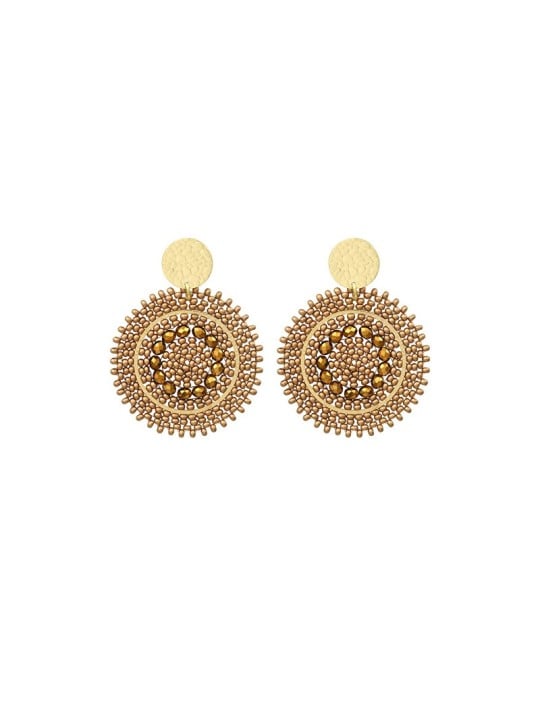 Sàntibé orecchini con champagne perle mini spagnola mini ESP-CHAM-BO donna beige marrone oro 0006
