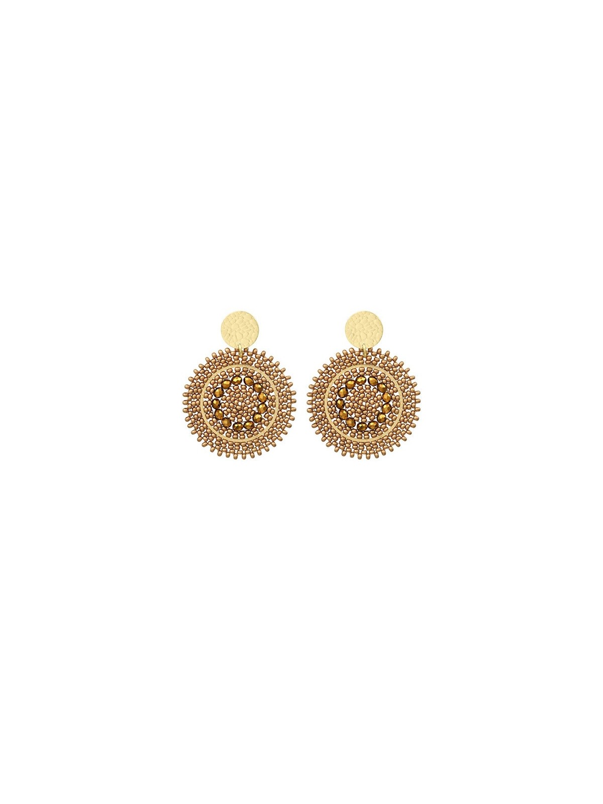 Sàntibé orecchini con champagne perle mini spagnola mini ESP-CHAM-BO donna beige marrone oro 0006