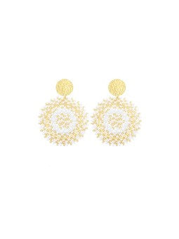 Sàntibé orecchini con oro e bianco perle mini spagnola mini ESP-BLAN-BO-2 donna oro bianco 0005
