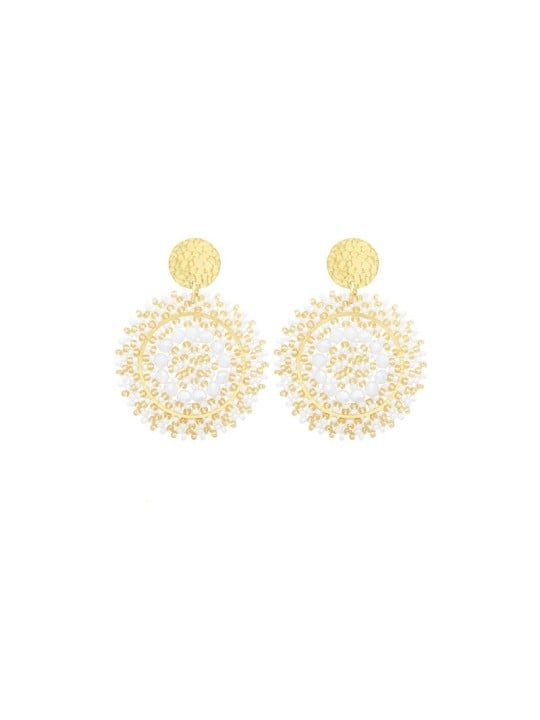 Sàntibé orecchini con oro e bianco perle mini spagnola mini ESP-BLAN-BO-2 donna oro bianco 0005