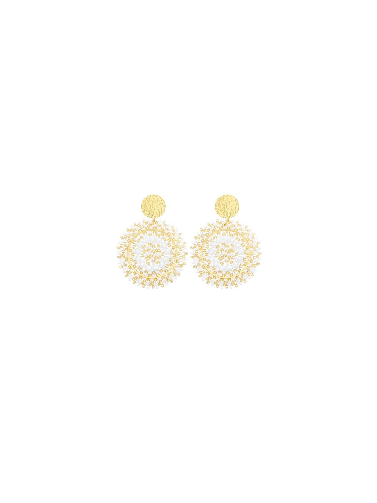Sàntibé orecchini con oro e bianco perle mini spagnola mini ESP-BLAN-BO-2 donna oro bianco 0005