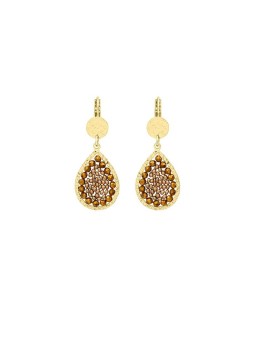 Sàntibé champagne goccia pendente orecchini mini Ysé mini YSÉ-CHAM-BO donna beige marrone oro 0008