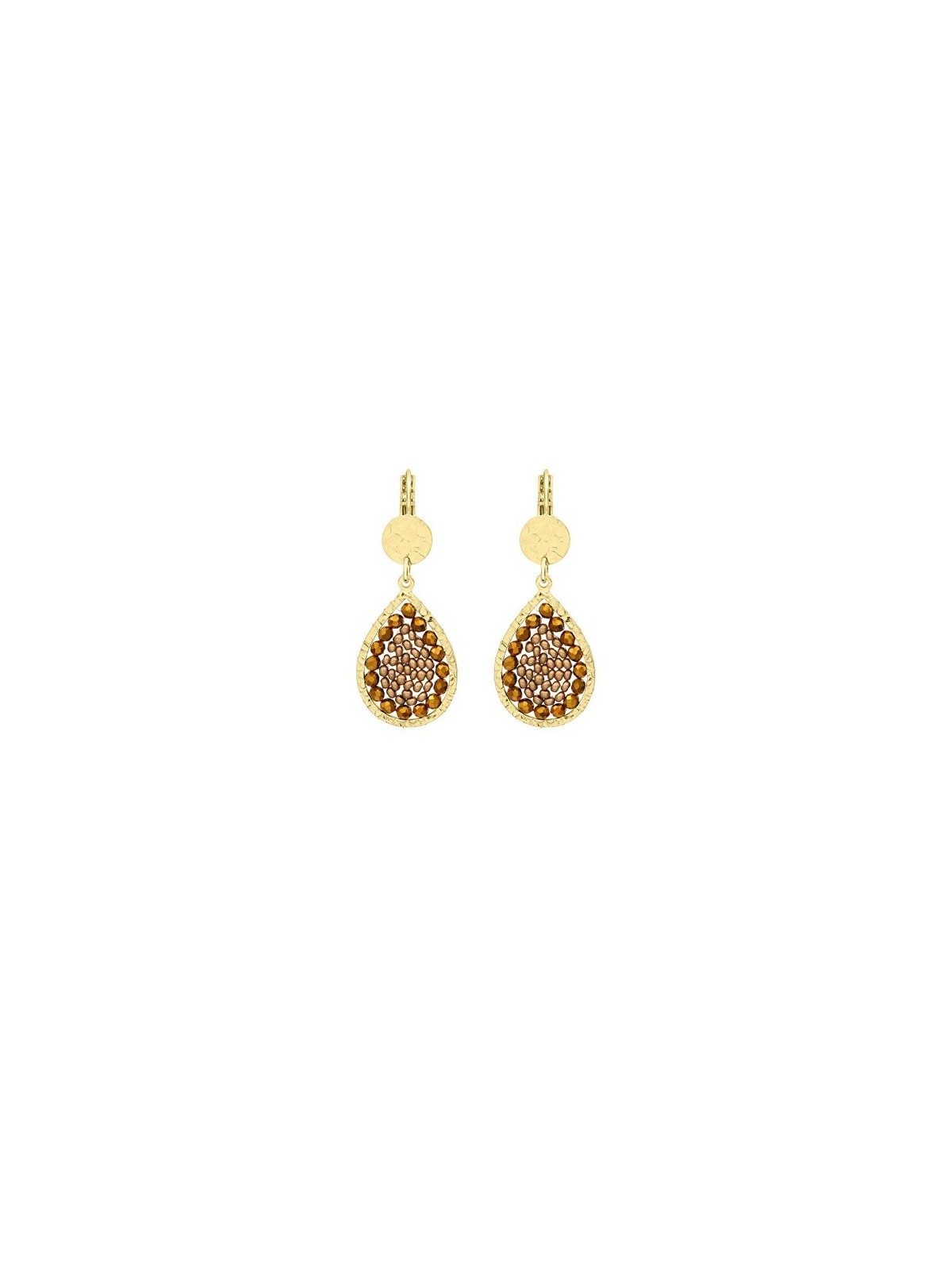 Sàntibé champagne goccia pendente orecchini mini Ysé mini YSÉ-CHAM-BO donna beige marrone oro 0008