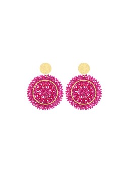 Sàntibé orecchini con fucsia perle mini spagnola mini ESP-FUCH-BO donna fucsia oro 0007
