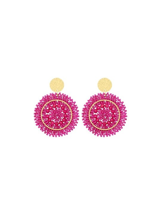 Sàntibé orecchini con fucsia perle mini spagnola mini ESP-FUCH-BO donna fucsia oro 0007