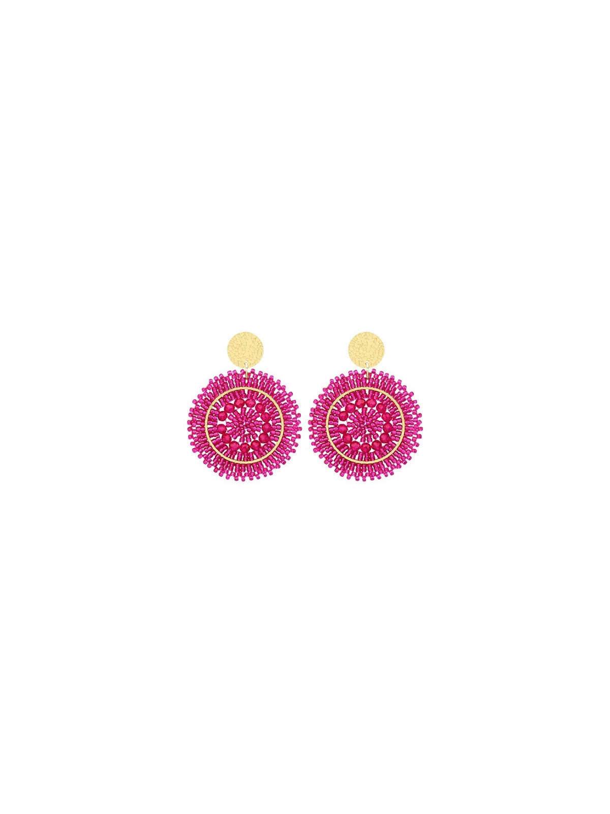 Sàntibé orecchini con fucsia perle mini spagnola mini ESP-FUCH-BO donna fucsia oro 0007