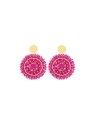 Sàntibé orecchini con fucsia perle mini spagnola mini ESP-FUCH-BO donna fucsia oro 0007