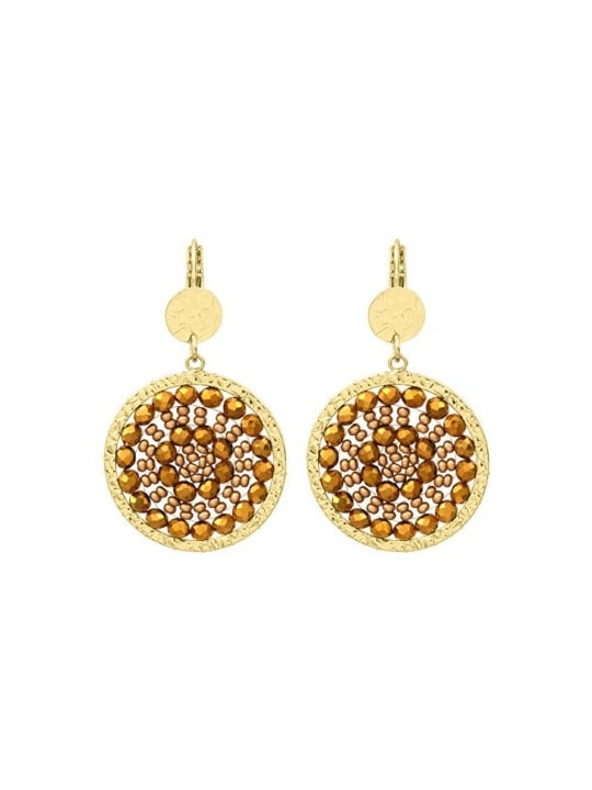 Sàntibé placcato oro champagne mini Solène orecchini mini SOL-CHAM-BO donna beige marrone oro 0012