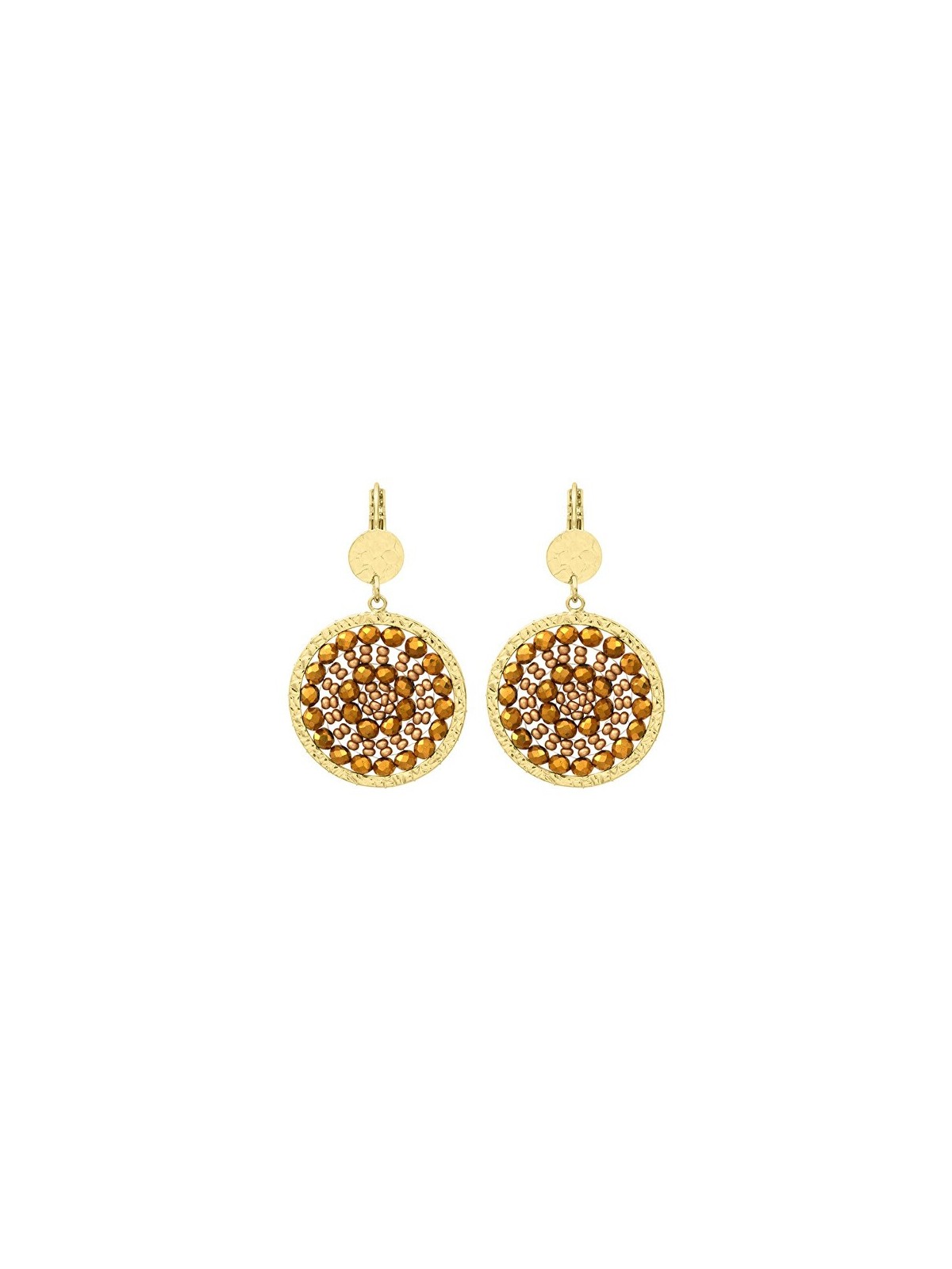 Sàntibé placcato oro champagne mini Solène orecchini mini SOL-CHAM-BO donna beige marrone oro 0012