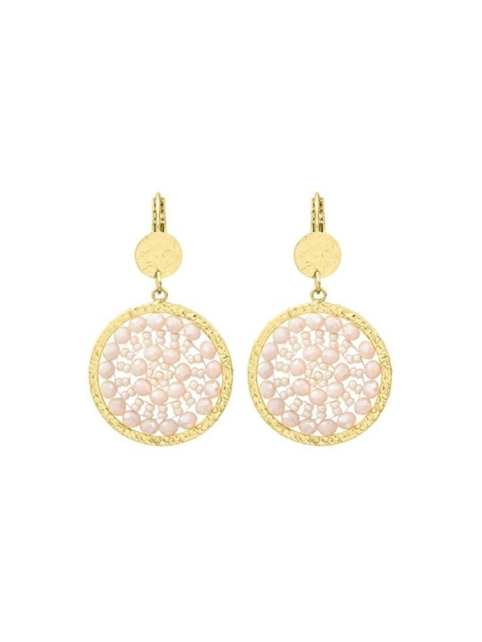 Sàntibé placcato oro orecchini sable mini Solène mini SOL-SABL-BO donna beige oro 0015