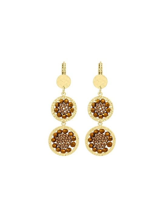 Sàntibé lungo placcato oro orecchini Alba champagne ALBA-CHAM-BO donna beige marrone oro 0018