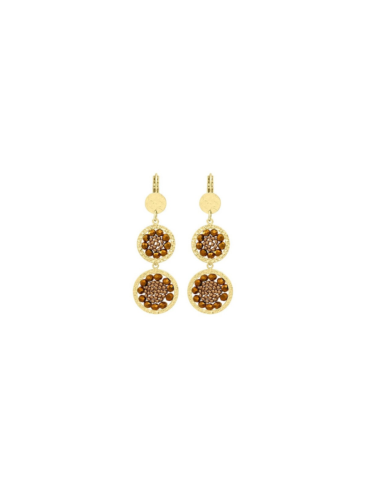 Sàntibé lungo placcato oro orecchini Alba champagne ALBA-CHAM-BO donna beige marrone oro 0018