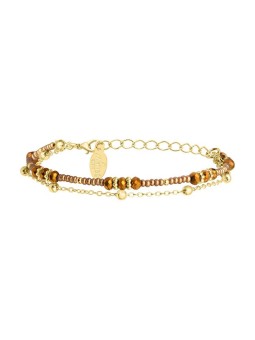 Sàntibé Double placcato oro bracciale champagne Divine DIV1 COU-CHAM-BRA donna beige marrone oro 0024