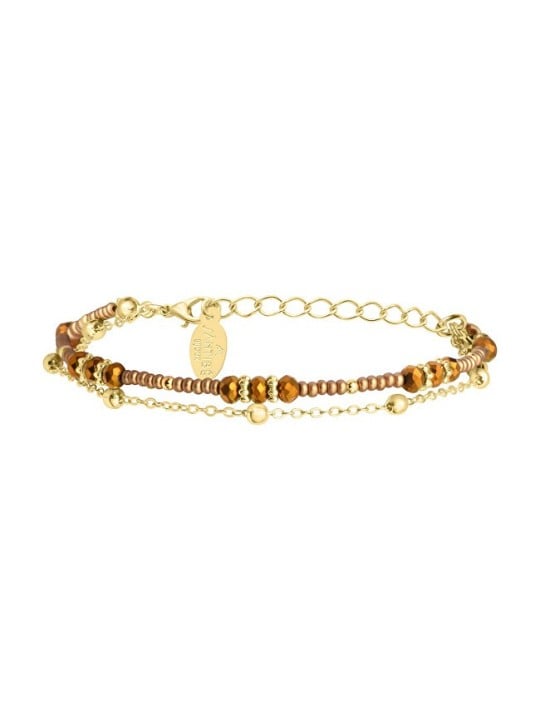 Sàntibé Double placcato oro bracciale champagne Divine DIV1 COU-CHAM-BRA donna beige marrone oro 0024