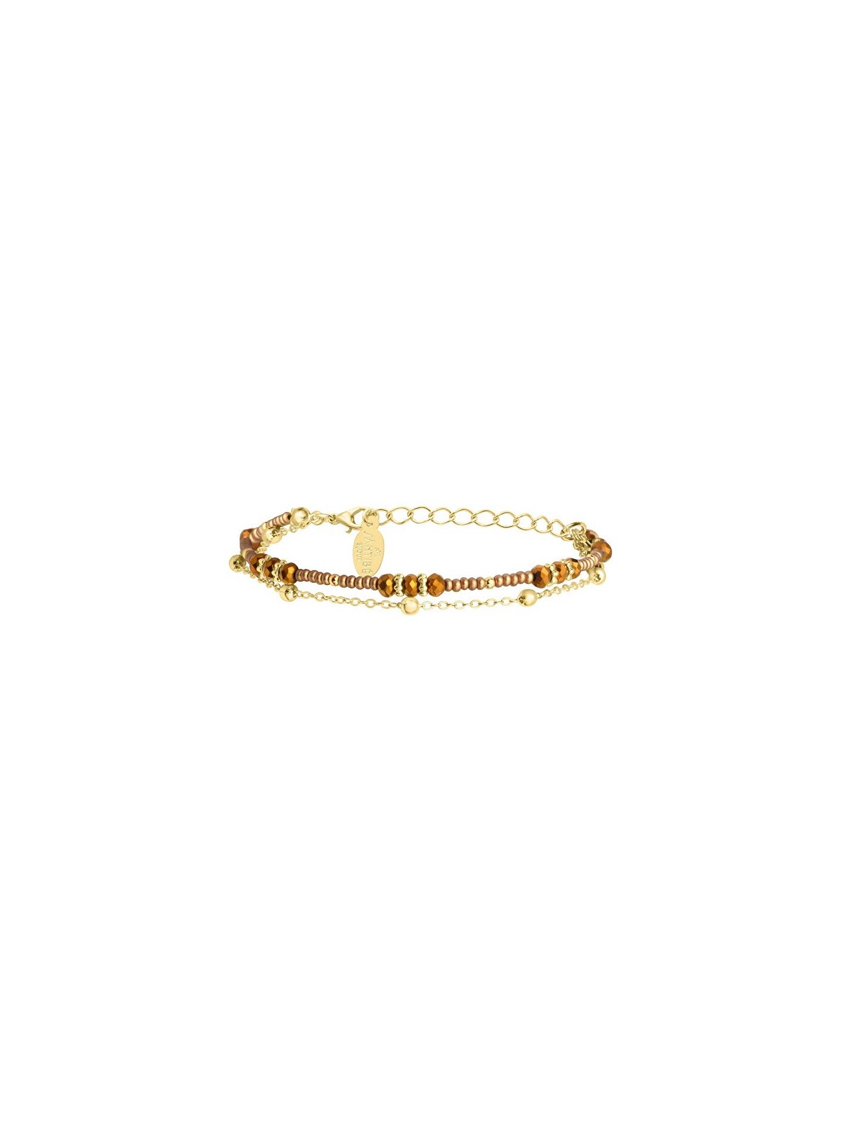 Sàntibé Double placcato oro bracciale champagne Divine DIV1 COU-CHAM-BRA donna beige marrone oro 0024